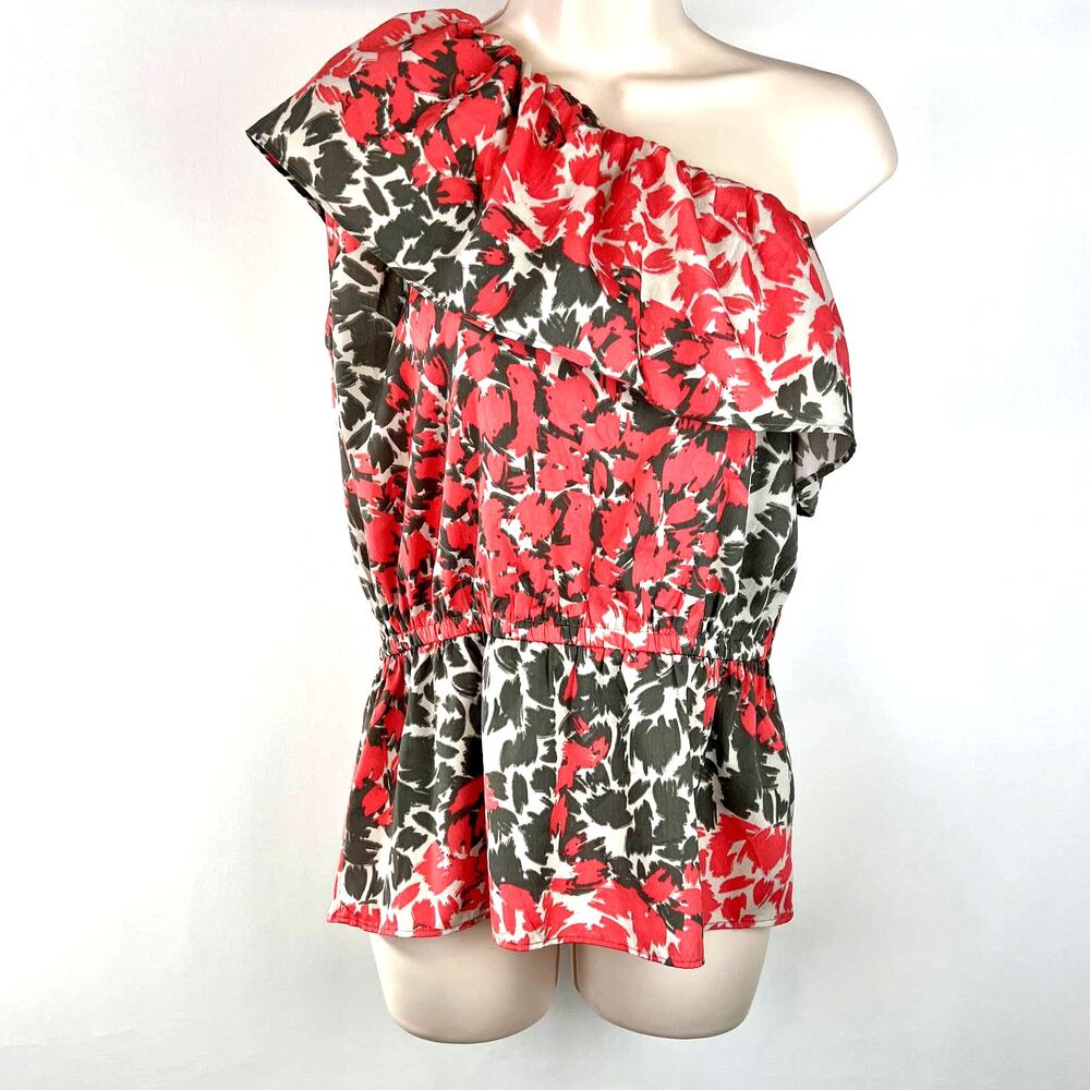 Banana‎ Republic Womens Med Top Orange Brown One Shoulder